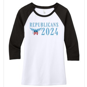 Republicans 2024 Election Logo Women's Tri-Blend 3/4-Sleeve Raglan Shirt