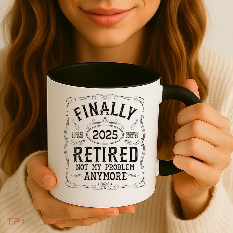 Retirement 2025 Finally Retired Vintage Whiskey Label Gift Mug