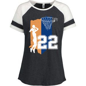 Retro 22 Female Basketball Player Enza Ladies Jersey Colorblock Tee