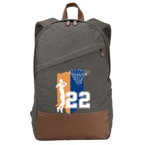 Retro 22 Female Basketball Player Cotton Canvas Backpack