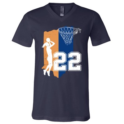 Retro 22 Female Basketball Player V-Neck T-Shirt