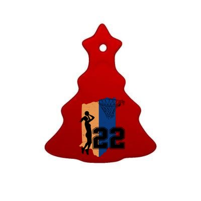 Retro 22 Female Basketball Player Ceramic Tree Ornament