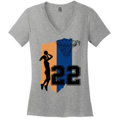 Retro 22 Female Basketball Player Women's V-Neck T-Shirt