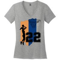 Retro 22 Female Basketball Player Women's V-Neck T-Shirt