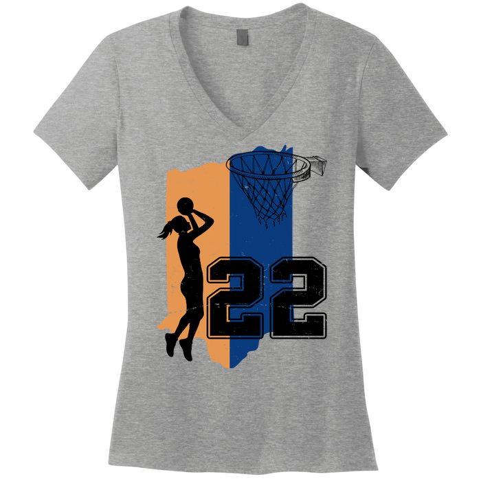 Retro 22 Female Basketball Player Women's V-Neck T-Shirt