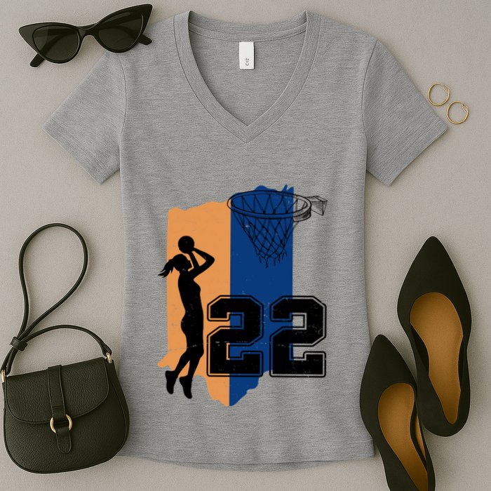 Retro 22 Female Basketball Player Women's V-Neck T-Shirt