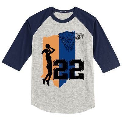 Retro 22 Female Basketball Player Kids Colorblock Raglan Jersey