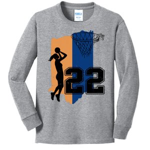 Retro 22 Female Basketball Player Kids Long Sleeve Shirt