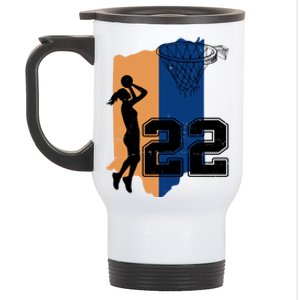 Retro 22 Female Basketball Player Stainless Steel Travel Mug