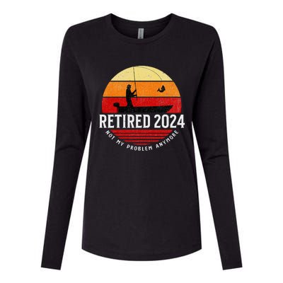 Retired 2024 Funny Fishing Retirement Retro Gone Fishing Rod Womens Cotton Relaxed Long Sleeve T-Shirt