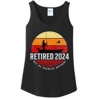 Retired 2024 Funny Fishing Retirement Retro Gone Fishing Rod Ladies Essential Tank