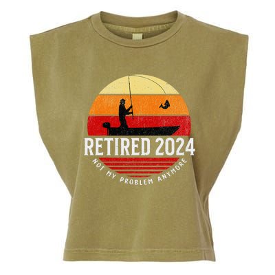 Retired 2024 Funny Fishing Retirement Retro Gone Fishing Rod Garment-Dyed Women's Muscle Tee