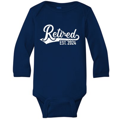 Retired 2024 For Coworker Retirement And Pensioner Baby Long Sleeve Bodysuit