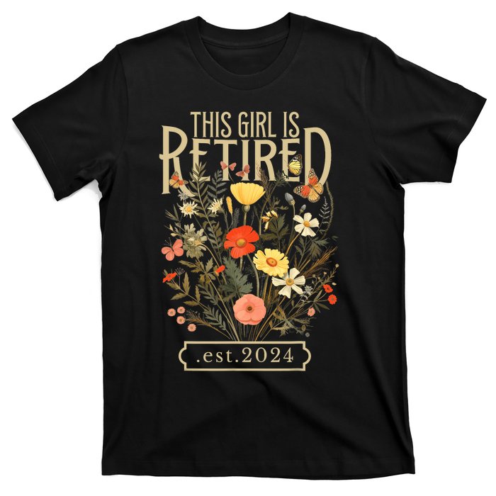 Retired 2024 Funny Retirement Gifts 2024 Floral T-Shirt