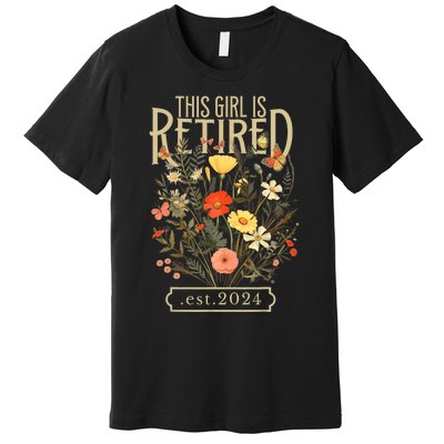 Retired 2024 Funny Retirement Gifts 2024 Floral Premium T-Shirt