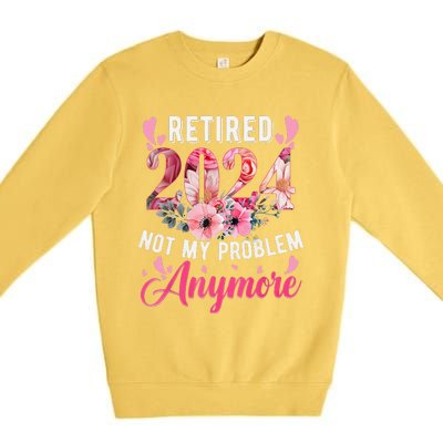 Retired 2024 Funny Retirement Gifts For Women 2024 Floral Premium Crewneck Sweatshirt