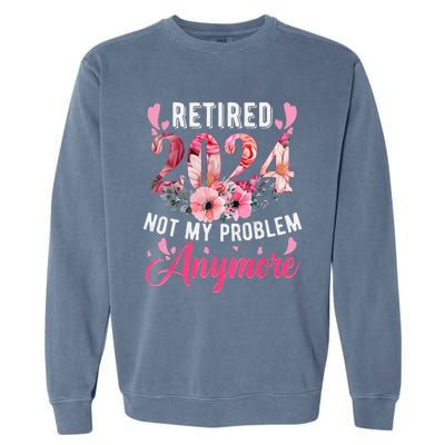 Retired 2024 Funny Retirement Gifts For Women 2024 Floral Garment-Dyed Sweatshirt