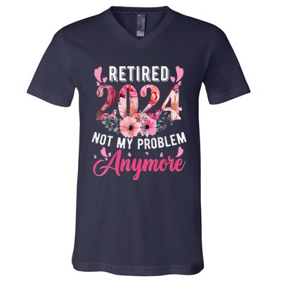 Retired 2024 Funny Retirement Gifts For Women 2024 Floral V-Neck T-Shirt