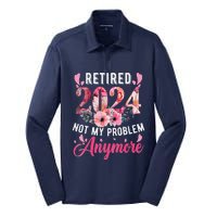 Retired 2024 Funny Retirement Gifts For Women 2024 Floral Silk Touch Performance Long Sleeve Polo