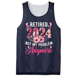 Retired 2024 Funny Retirement Gifts For Women 2024 Floral Mesh Reversible Basketball Jersey Tank