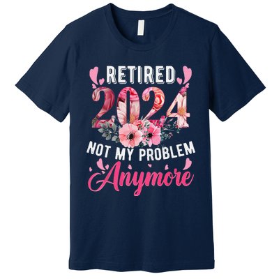 Retired 2024 Funny Retirement Gifts For Women 2024 Floral Premium T-Shirt