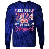 Retired 2024 Funny Retirement Gifts For Women 2024 Floral Tie-Dye Long Sleeve Shirt