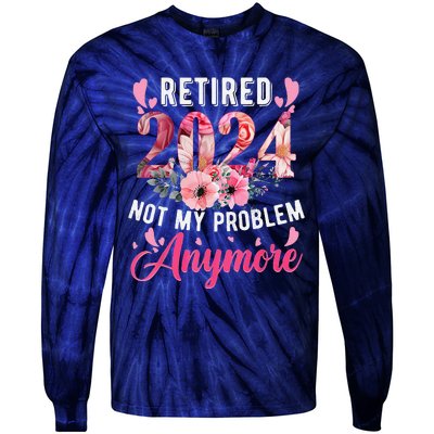 Retired 2024 Funny Retirement Gifts For Women 2024 Floral Tie-Dye Long Sleeve Shirt