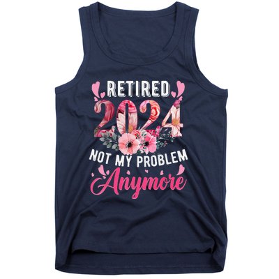 Retired 2024 Funny Retirement Gifts For Women 2024 Floral Tank Top