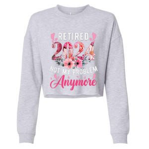 Retired 2024 Funny Retirement Gifts For Women 2024 Floral Cropped Pullover Crew