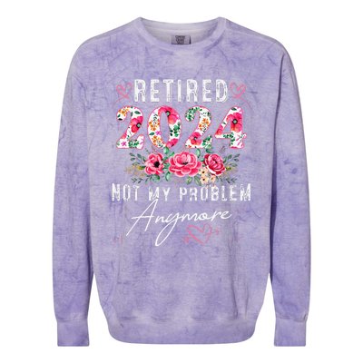 Retired 2024 Funny Retirement Gifts For Women 2024 Floral Colorblast Crewneck Sweatshirt