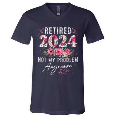 Retired 2024 Funny Retirement Gifts For Women 2024 Floral V-Neck T-Shirt