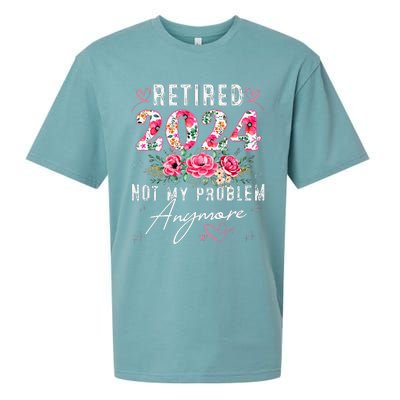 Retired 2024 Funny Retirement Gifts For Women 2024 Floral Sueded Cloud Jersey T-Shirt