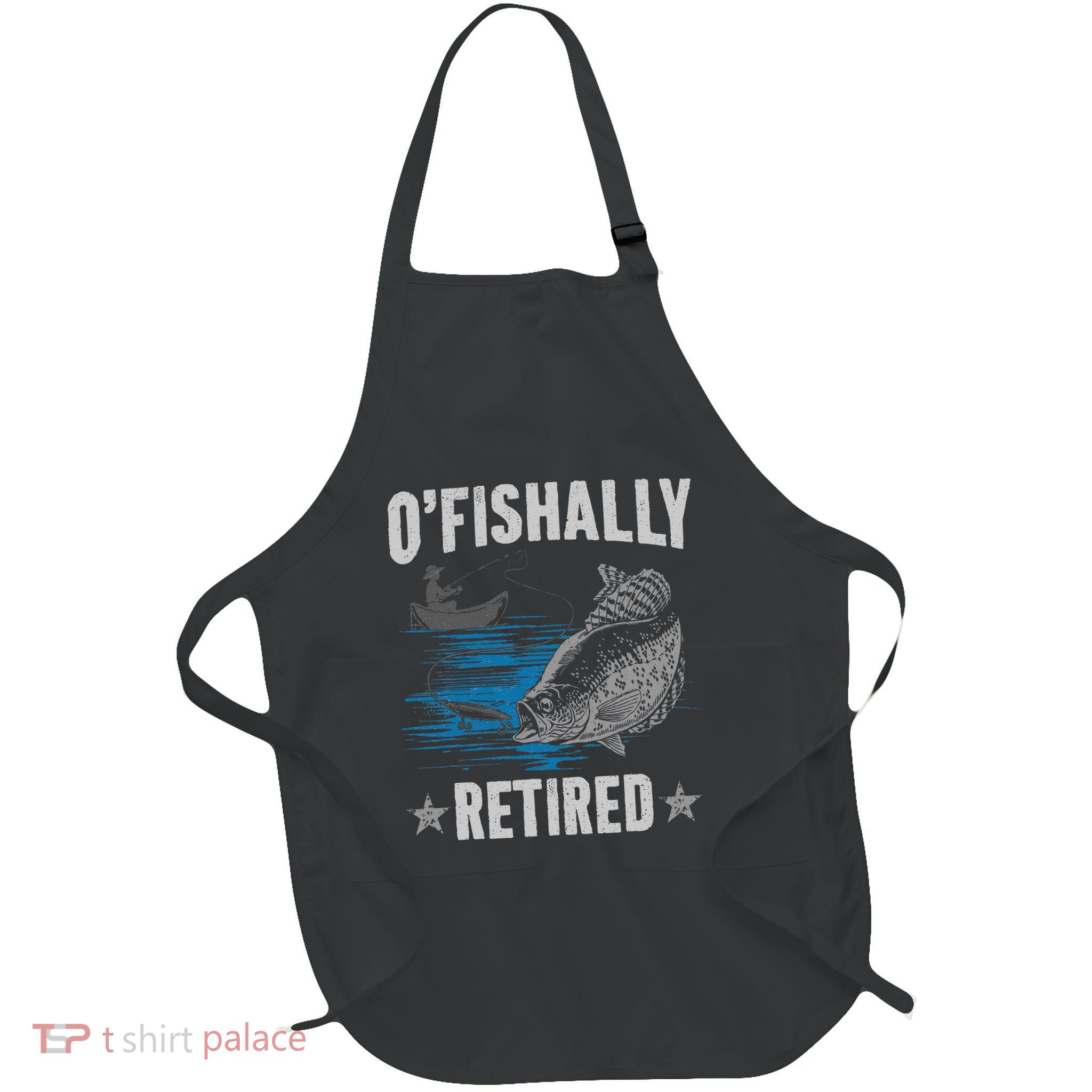 Retirement 2025 Fishing Fisherman Ofishally Retired 2025 Full-Length Apron With Pockets