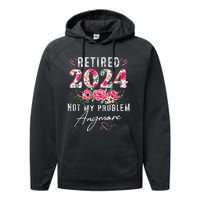 Retired 2024 Funny Retirement Gifts For Women 2024 Floral Performance Fleece Hoodie