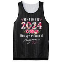 Retired 2024 Funny Retirement Gifts For Women 2024 Floral Mesh Reversible Basketball Jersey Tank