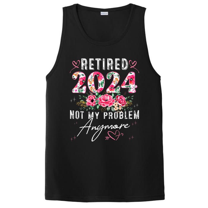 Retired 2024 Funny Retirement Gifts For Women 2024 Floral PosiCharge Competitor Tank