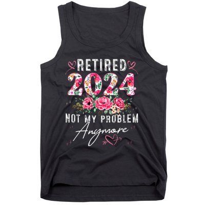 Retired 2024 Funny Retirement Gifts For Women 2024 Floral Tank Top