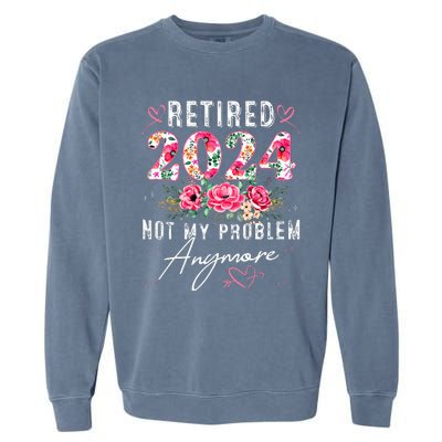 Retired 2024 Funny Retirement Gifts For Women 2024 Floral Garment-Dyed Sweatshirt