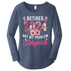 Retired 2024 Funny Retirement Gifts For Women 2023 Floral Women's Perfect Tri Tunic Long Sleeve Shirt