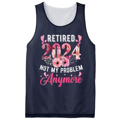 Retired 2024 Funny Retirement Gifts For Women 2023 Floral Mesh Reversible Basketball Jersey Tank