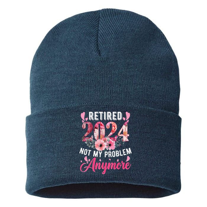 Retired 2024 Funny Retirement Gifts For Women 2023 Floral Sustainable Knit Beanie