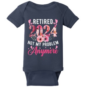 Retired 2024 Funny Retirement Gifts For Women 2023 Floral Baby Bodysuit