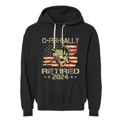 Retirement 2024 Fisherman OFishAlly Retired 2024 Garment-Dyed Fleece Hoodie