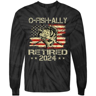 Retirement 2024 Fisherman OFishAlly Retired 2024 Tie-Dye Long Sleeve Shirt