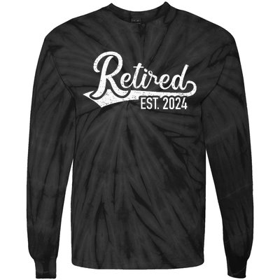 Retired 2024 For Coworker Retirement And Pensioner Tie-Dye Long Sleeve Shirt