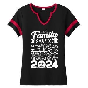 Retro 2024 Family Reunion A Little Bit Of Crazy Funny Family Ladies Halftime Notch Neck Tee