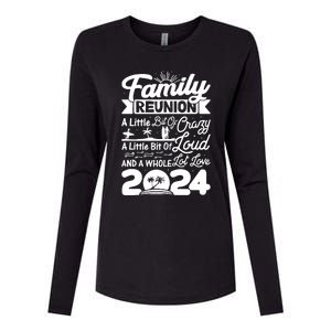 Retro 2024 Family Reunion A Little Bit Of Crazy Funny Family Womens Cotton Relaxed Long Sleeve T-Shirt