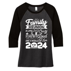 Retro 2024 Family Reunion A Little Bit Of Crazy Funny Family Women's Tri-Blend 3/4-Sleeve Raglan Shirt