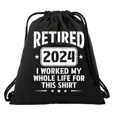 Retired 2024 Humor Retirement For Dad Drawstring Bag