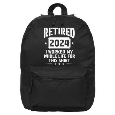 Retired 2024 Humor Retirement For Dad 16 in Basic Backpack